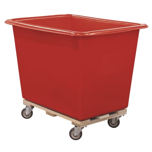 Royal Basket 10 Bushel Poly Trucks Wood Base, Caster Pattern A, Red